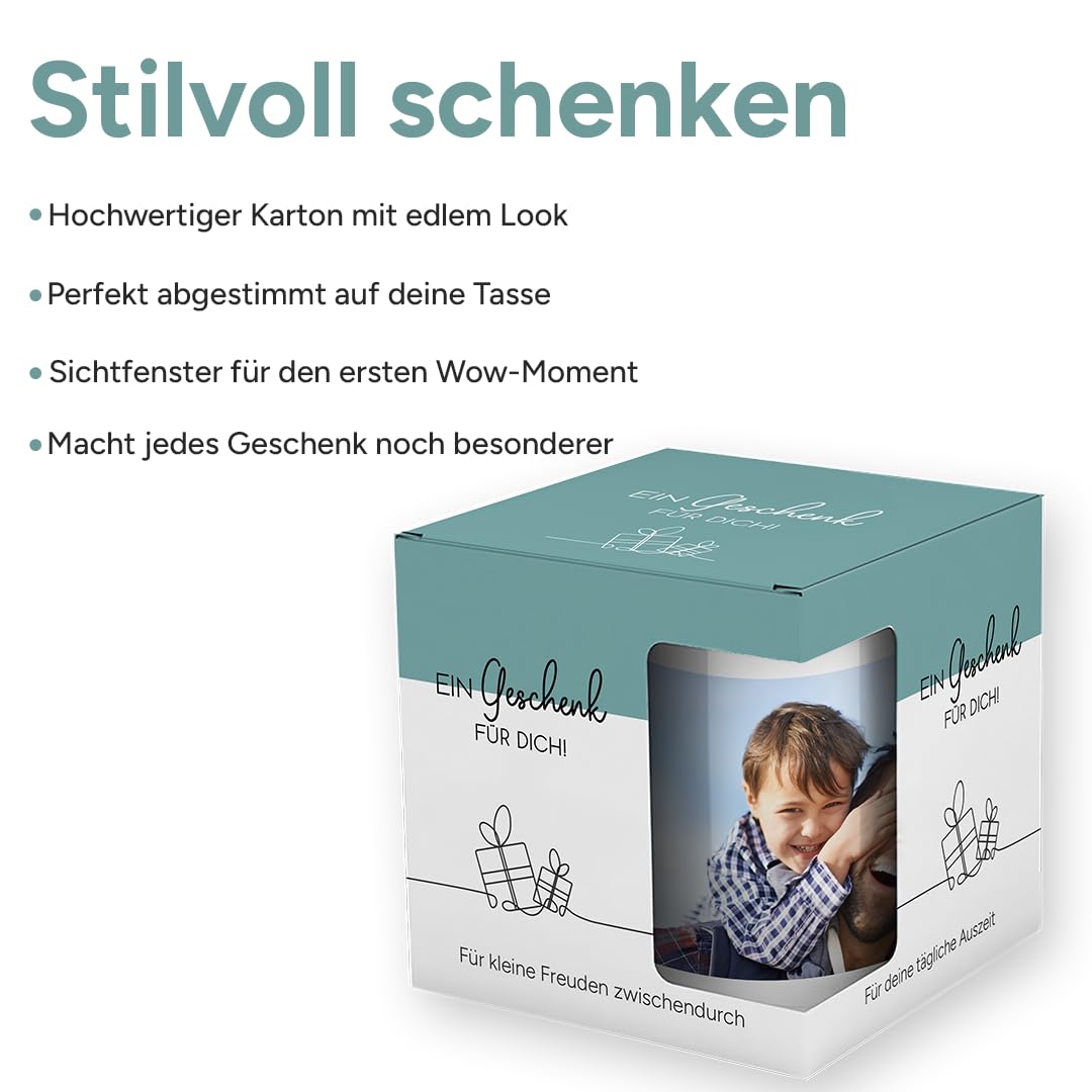 Personalisierte Tasse | personalisiert mit Foto oder Text | Tasse mit Bild | Geschenkidee | Fototasse | Bürotasse oder für Zuhause | Spülmaschinenfest | Blau mit Geschenkkarton Geschenk 7