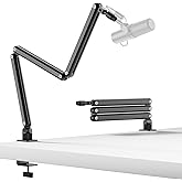 TODI Mic Arm for Lightweight Mics, Microphone Arm Rotatable, Storable Desk Mic Stand for Bear 3LB with Mount Clamp, Mic Stand Boom Arm with Cable Channel with 3/8'' 5/8'' Thread for Podcast, Gaming