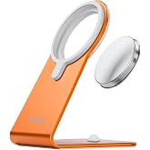 HUAFD MagSafe Charger Stand Compatible with Apple MagSafe Charger 15W/25W, Aluminum Desktop Dock for iPhone 17/16/15/14/13/12, Portrait &amp; Landscape Viewing, Cable Slot, Charger Not Included, Oranger