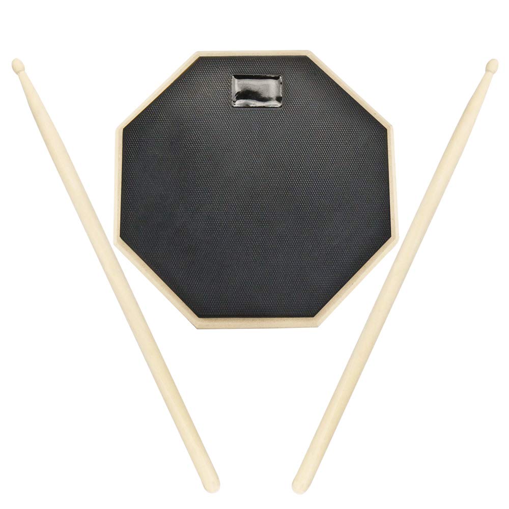 SNAGAROG 8 Inch Drum Practice Pad - Silent, Double Sided Rubber Pad Kit with 2pcs 5A Drum Sticks - Quiet Workout Snare Practice Mat (Black)