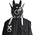 JAUPTO Punk Mask Helmet Cosplay for Men, Futuristic Punk Techwear, Halloween Cosplay with Light