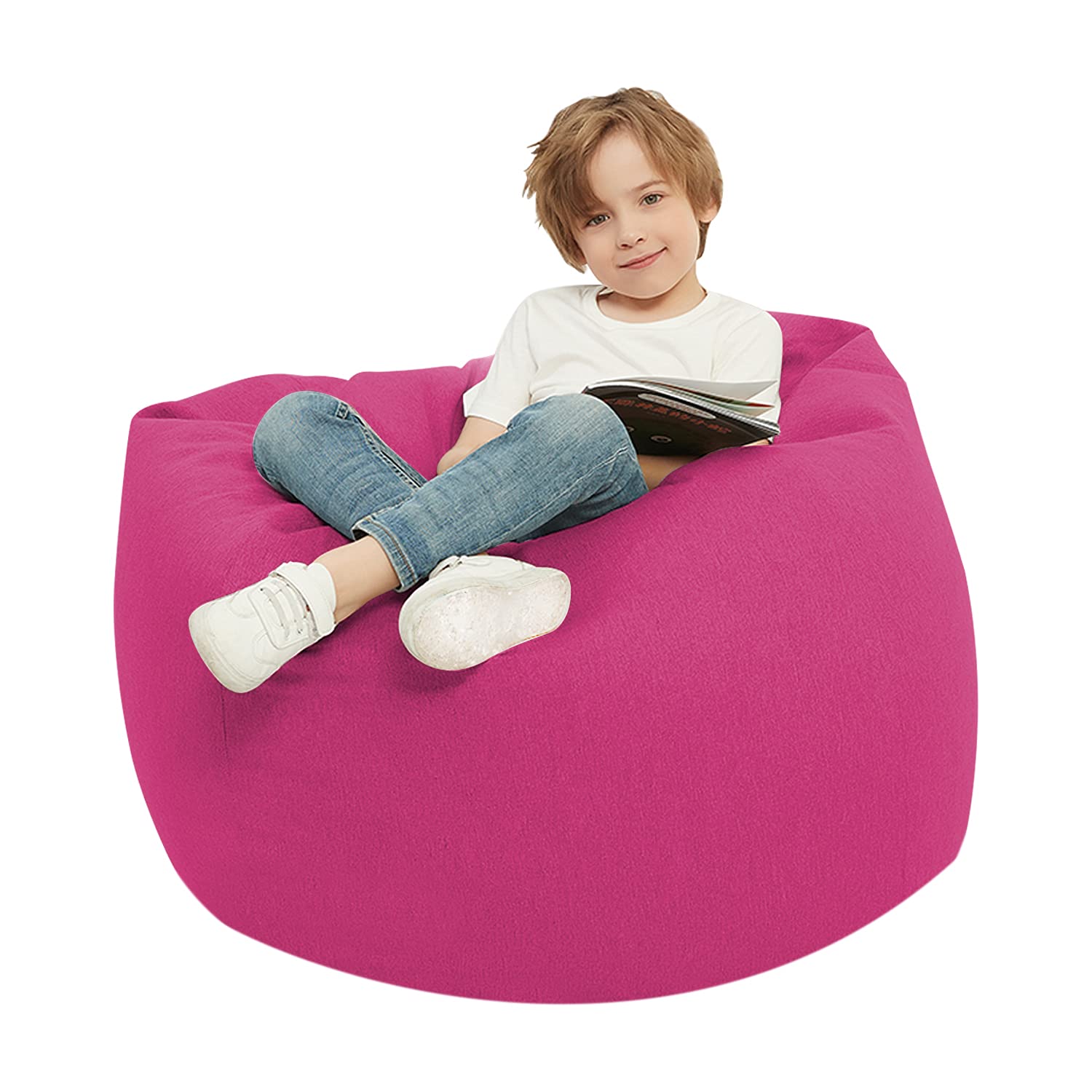 Langla-Shades Bean Bag Chair Cover, Indoor Outdoor Beanbag Seat Sofa without Filling, Rose Red, 80cm x 90cm