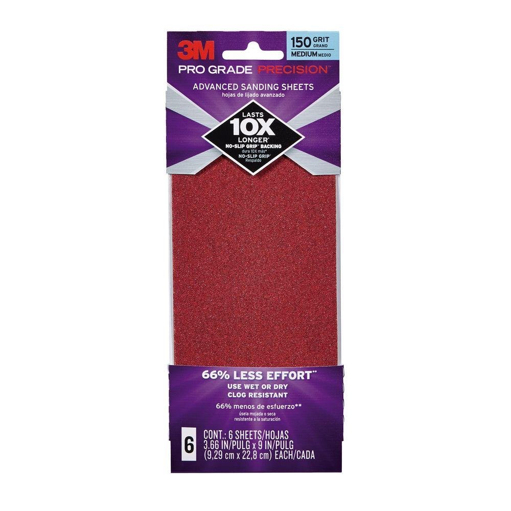 3.66 in. x 9 in. 150 Grit Medium Advanced Sanding Sheets (6 SheetsPack