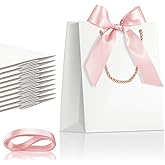 Dxmimer 6Pcs White Gift Bags With Handles, 8x5x10 Inches Gift Bags with Bow Christmas Bags for Wedding Shopping Party Birthday Business (Pink)