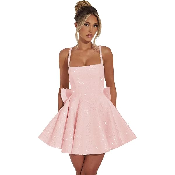 Amazon.com: OEUVIGF Black Homecoming Dresses with Big Bow Suqare Neck  Sequin Spaghetti Straps A Line Formal Gowns 0 Black : Clothing, Shoes &  Jewelry