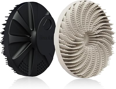 BEAUTAIL Silicone Body Scrubber 2 Pack with No-Slip Handle Black+Starlight