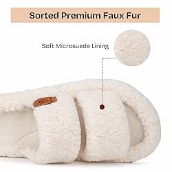 EverFoams Womens Fuzzy Open-toe Slippers Soft Comfy