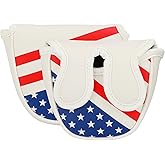 Golf Club Head Covers,4pcs or 1pc USA Golf Head Covers for Woods and Driver Fairway Hybrid - PU Leather Mallet Blade Putter for Men Women Golf Enthusiast