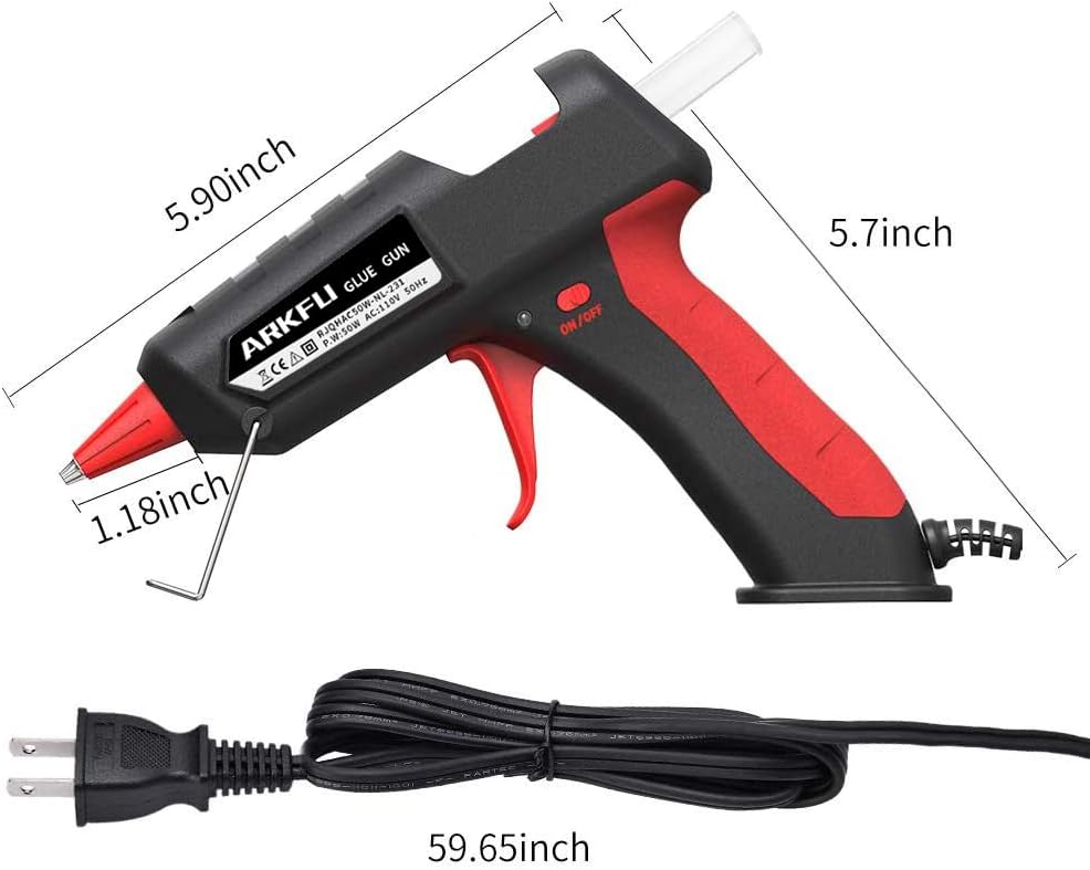 Glue Gun Sets, ARKFU Mini Hot Melt Glue Gun 50w Kit with 30pcs(5.9x0.27 inch) Glue Sticks and Carry Case for DIY, Packaging & Sealing, Arts & Craft, Home Quick Repairs Etc(Black)