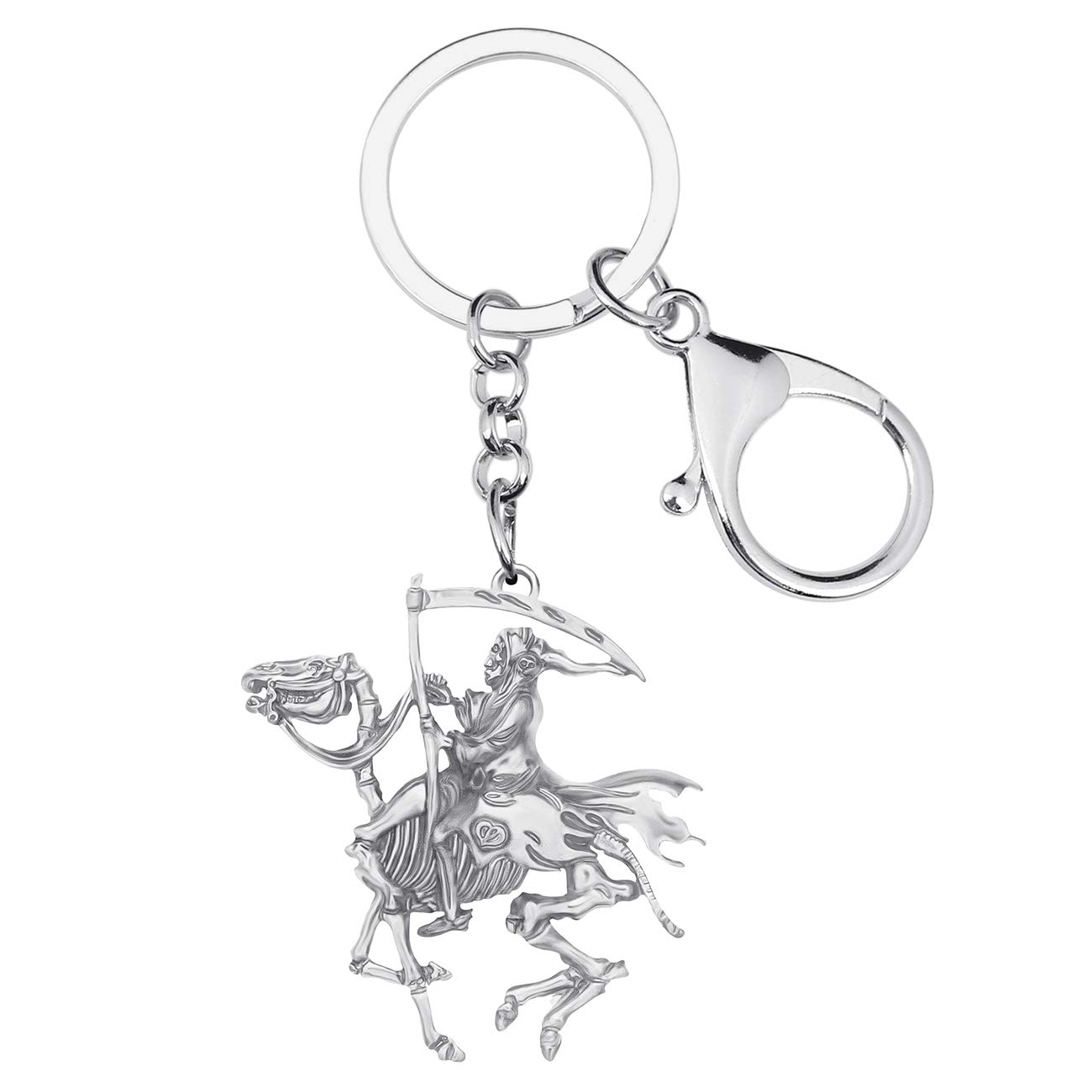 BONSNY Alloy Halloween Grim Reaper Keyring Antique Keychain For Women Girl Key Bag Phone Charm Gift (Silver Grim Reaper 1)