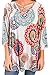 LISTONE Women V Neck Lace Up Floral Print 3/4 sleeve causal blouse tops