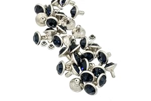 DAS GARDEN 100 Sets Cz Colorful Crystal Rivets Silver Color Spots Studs Double Cap for DIY Leather-Craft (6MM, Montana)