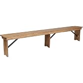 Flash Furniture Hercules 96x12 Folding Bench with Legs, Rustic | Foldable Locking Legs