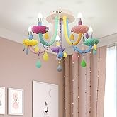 Skyblaze Crystal Ceiling Light Fixtures, Kids Room Macaron Ceiling Light, Colorful Flush Mount Chandelier, Modern Candle Ceil