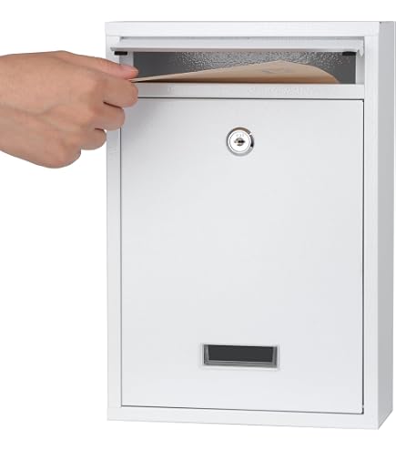 Buzón De Pared Blanco Con Cerradura, Espacioso Y Fácil De Instalar