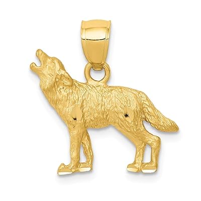14k Yellow Gold Wolf Pendant Necklace for Men Fine Uganda Ubuy