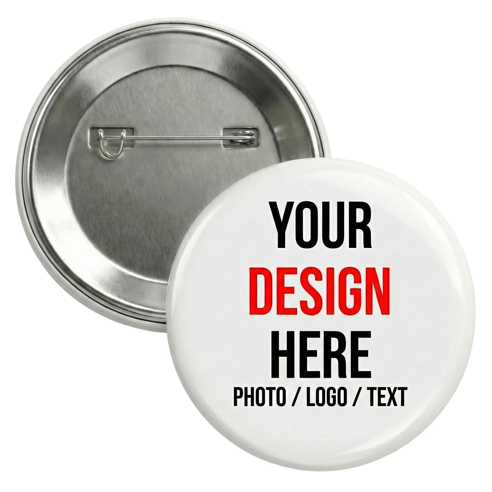 Monkey Duo Custom Pins – Personalized Button Pins with Photo, Logo or Text – USA-Made Parts for Events, Campaigns & Memorials - 1.5" Pinback - 50 Pack Image