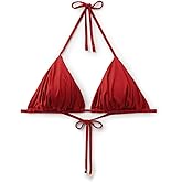 CALZEDONIA Woman's Removable Padding Triangle Swimsuit Top Shiny Satin