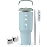 DUNAA 40 oz Insulated Stainless Steel Tumbler with Handle | Sky Blue Travel Mug with Lid & Straw, Double-Wall Vacuum Insulation, Keeps Drinks Cold up to 12 Hours & Hot up to 6 Hours, Reusable Leak