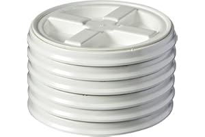 Consolidated Plastics White Food Grade Gamma Seal Lids for 2 Gallon Buckets (6 Pack) BPA Free Reusable Pail Lids, Durable HDPE, Made in USA