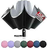 Trenovo Windproof Inverted Umbrella with Reflective Stripe – Auto Compact Rain & Sun UV Umbrella for Car & Backpack