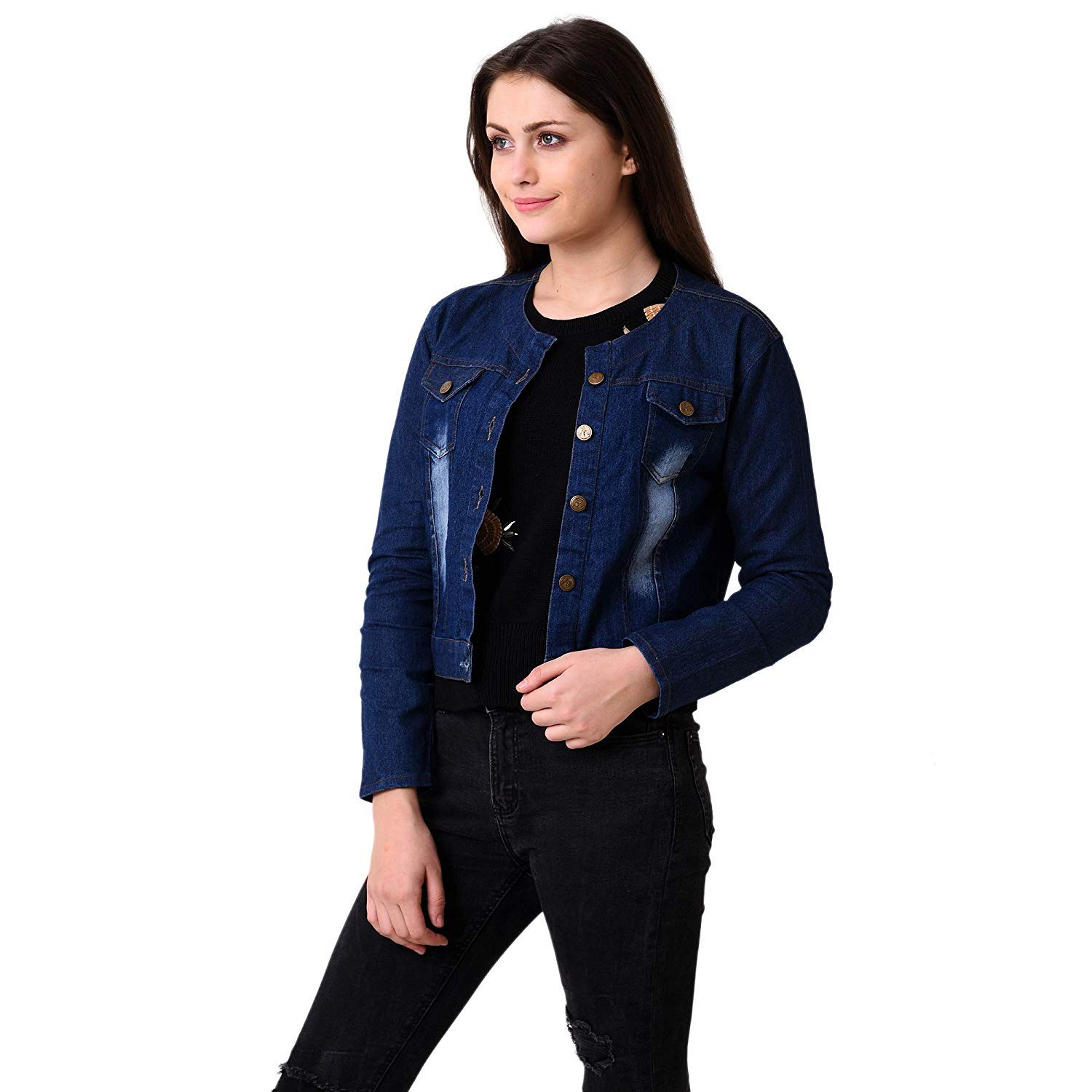 stc fashion full sleeves solid denim jacket for women's/girls