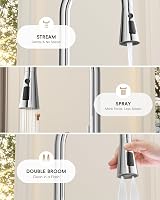 DAYONE Chrome Pull Out Kitchen Tap Swan Neck SUS304 1 Hole 360° Swivel view 4