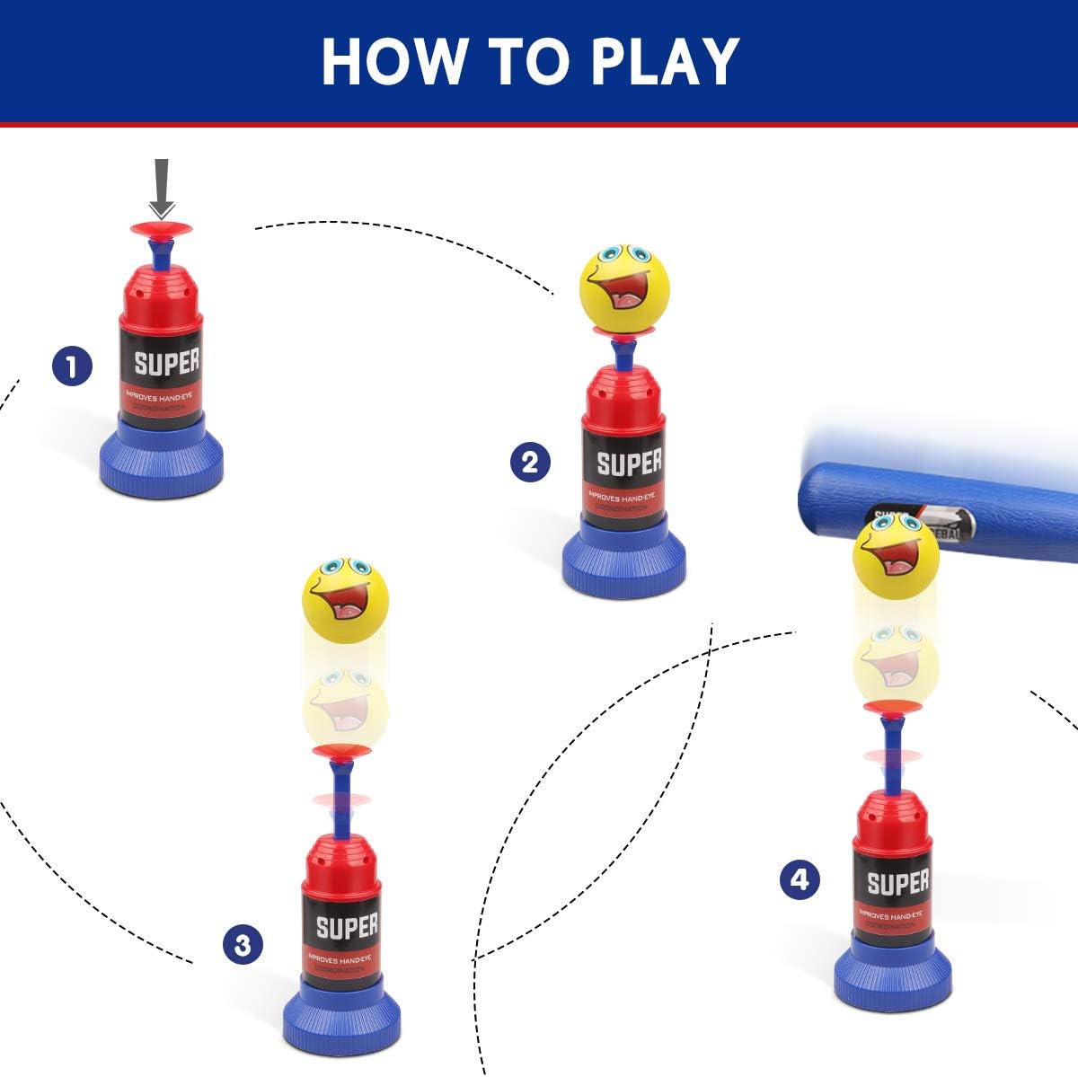 Lydaz Tee Ball Set, Automatic Baseball Launcher with 5 Soft Balls and Stretchable Bat - Toddler Outdoor Toys for 2 3 4 Year Olds Boys & Girls: Sports & Outdoors