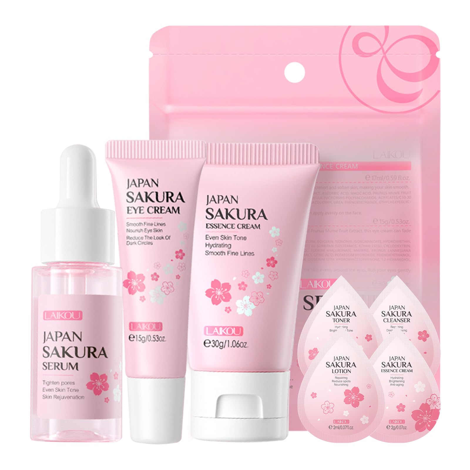WIMONY Skincare Gift Set 3PCS with 4PCS Mini Travel Kit For Teenage Girls,Serum,Eye Serum,Essence Cream,Facial Care Travel Kit,Mild And Non-Irritating Face Care Kids Skin Care Products