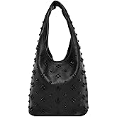 CORIOS Women's PU Leather Handbag Fashionable Stud-Embellished Shoulder Underarm Bag Small Capacity Bucket Top Handle Bag