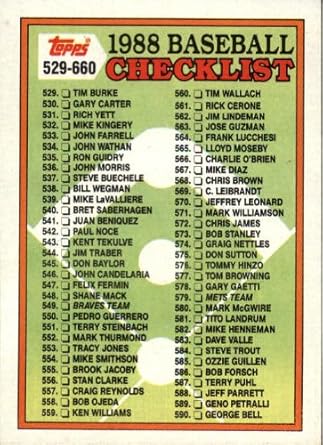 Amazon.com: 1988 Topps Baseball Card #646 Checklist Mint: Collectibles ...
