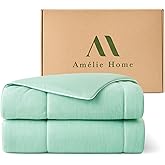 Amélie Home Cooling Comforter Twin Size, Dual-Sided Lightweight Cooling Blanket for Hot Sleepers, Q-Max 0.43 Breathable Cooling Quilt for Night Sweats, 68" x 90", Heather Mint Green