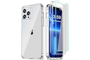 COOLQO Compatible for iPhone 13 Pro Case 6.1 Inch, with [2 x Tempered Glass Screen Protector] Clear 360 Full Body Protective Coverage Silicone 14 ft Drop Military Grade Shockproof Phone Cover