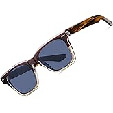 CARFIA Retro Polarized Sunglasses For Men UV400 Protection Chunky Square 90s Style Trendy Classic Glass