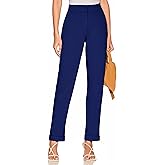 Hybrid & Company Womens High Waist Refined Straight Leg Fit Pants Business Casual Trousers with Pockets