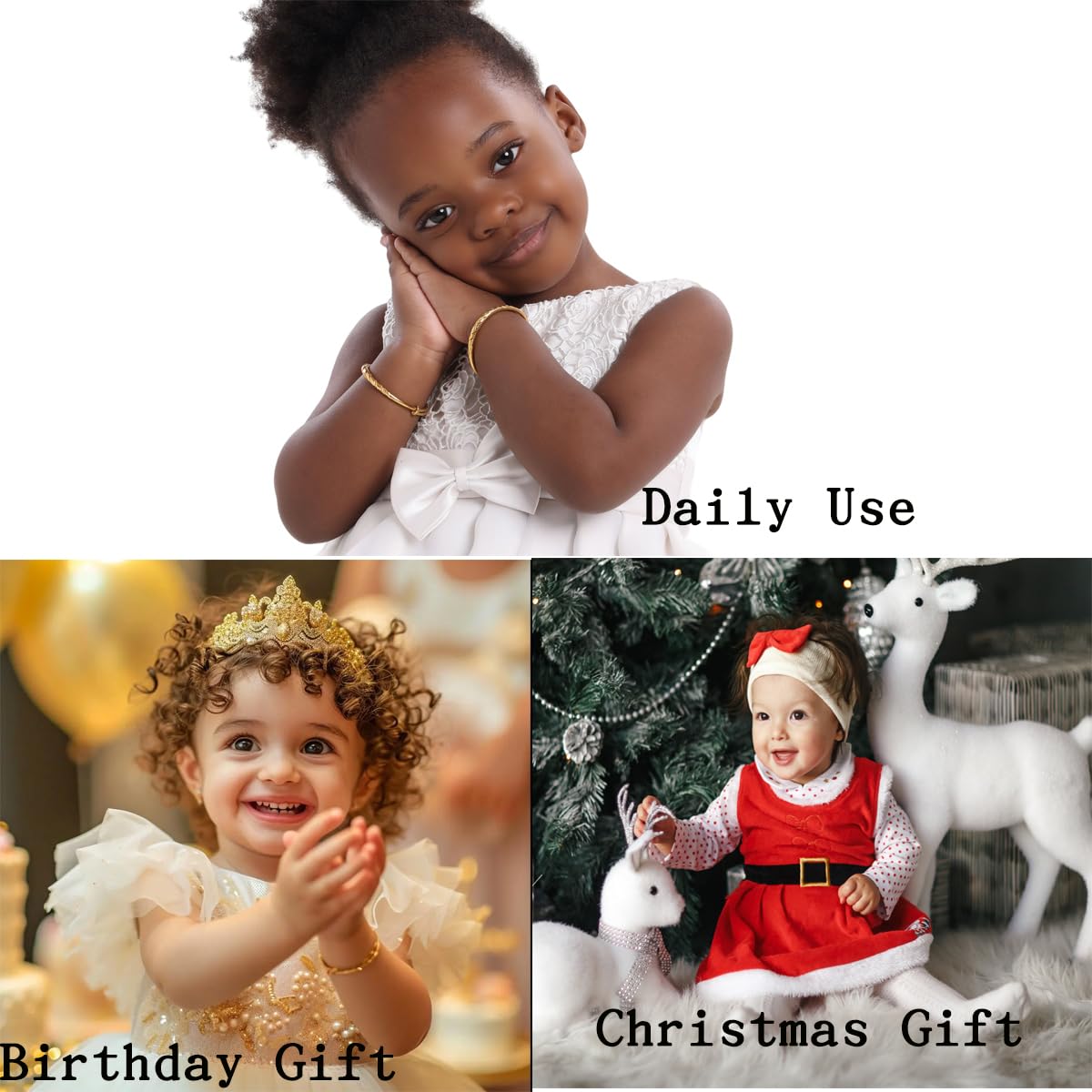 Ethlyn 2pcs/lot Baby Bracelet for infant Girls Boys 18K Gold Plated Kids Baby Expandable Adjustable Bangles &bracelets Birthday Christmas Gifts