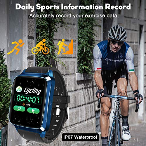 Smart Watch,Bluetooth Smartwatch Sports Fitness Watch Activity Tracker with Heart Rate Blood Pressure Monitor IP67 Waterproof Fitness Tracker Smart Bracelet Wristband for Android iOS Phones Men Women - Thumbnail 2