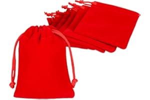 Shintop 10 Pack Velvet Drawstring Bags for Christmas Wedding Gift Bags Velvet Cloth Jewelry Pouches (2.75” x 3.54” , Red)