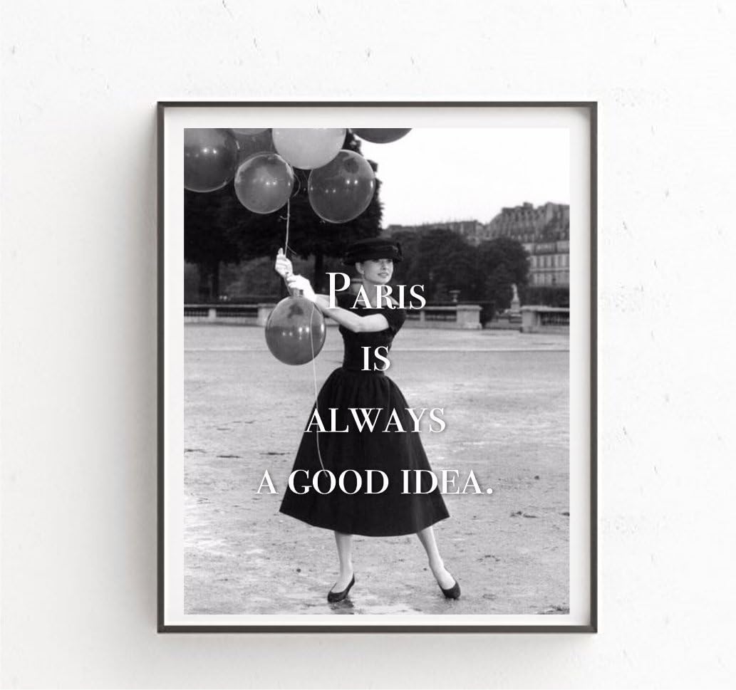 Amazon モダンアート ティファニーで朝食を オードリー ヘップバーン 名言 パリの恋人 インテリア アート Rose Paris ロゼ パリ A3ノビ アートフレーム ポスター オンライン通販