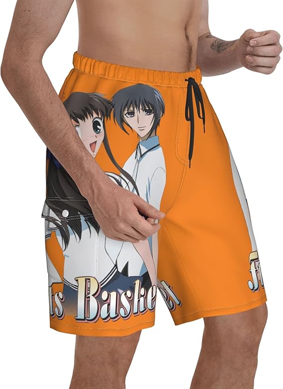 Anime Fruits Basket Men's Swim Trunks, Shorts with Pocket