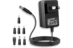 12V 2A DC Power Adapter with 7 Tips,for LED Tape Light, CCTV Camera, Router, LED Strip Light, Keyboard, BT Speaker, GPS, Webc