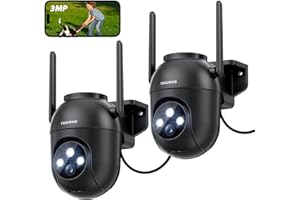 2 Pack TOAIOHO 2K Security Camera Outdoor, Camera Surveillance Exterieur, Camera for Home Security Outside with Color Night V