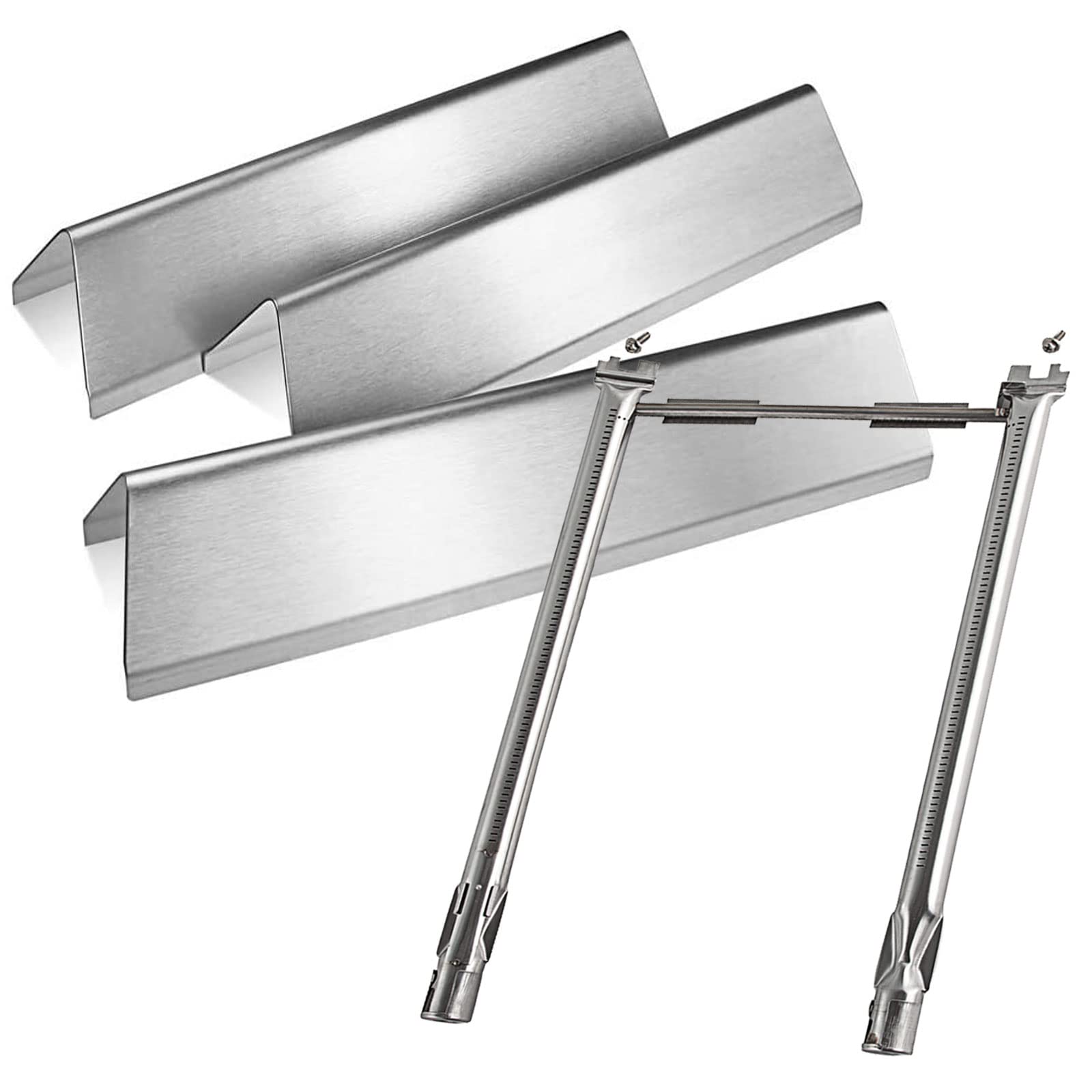 WELL GRILL 7635 Heat Plate and 69785 Burner Tube Kit for Weber Spirit 200 Series, Barbecue Flavorizar Bars Gas Burner Set for Weber Spirit I & II E210, E220, S210, S220 (with Front Control)