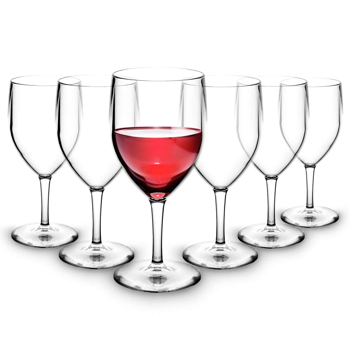 RBDRINKS RB Red Wine Glasses Premium Plastic Unbreakable Reusable 25cl, Set of 6