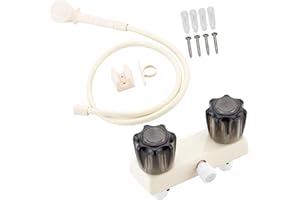 GCBCRIT RV Shower Faucet with Hose and Head, RV Outdoor Shower Kits, RV Tub Faucet with Shower Diverter Outdoor Shower Kit Fits for RV/Campers,Travel Trailer,Motorhome (Shower Faucet Kit, Milky White)