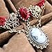 Acxico Retro Vintage Red Rose Bronze Flower Twig Victorian’s Cameo Lolita Pendant Lace Necklace