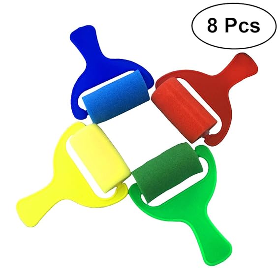 BESTONZON 8Pcs Paint Roller,Mini Painting Foam Sponge Brush Tools