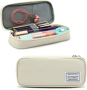 Pencil Case, Big Capacity Pencil Pen Case Multi-Slot Pencil Bag Pouch Holder Box for Middle/High School Office College Adult Girl and Boy (White)
