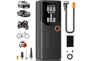 SGULNF Tire Inflator Portable Air Compressor, Portable Tire Inflator for Car, with LED Light, 15000 mAh Air Compressor for Trucks, SUVs, Motorcycle & Bike, Basketball, Football