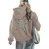 peassa Hoodies for Womens Y2k Oversized Star Print Sweatshirts Aesthetic Cheetah Graphic Hooded Hoodie
